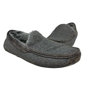 Ugg Mens Wool Felt, Suede, Sheepskin Gray Slip On Ascot Slippers 10